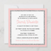 Roze en Silver Bat Mitzvah Kaart (Voorkant)