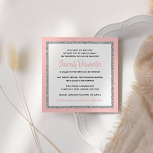 Roze en Silver Bat Mitzvah Kaart