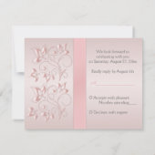 Roze en Silver Floral Reply Card RSVP Kaartje (Achterkant)