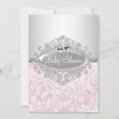 Roze en Silver Flower Baby shower Invitation Kaart (Voorkant)