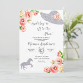 Roze en Silver Kentucky Derby Vrijgezellenfeest Kaart (Staand voorkant)