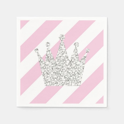 Roze en Silver Princess Crown Napkins Servetten (Voorkant)