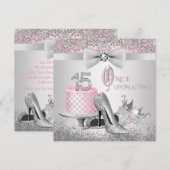 Roze en Silver Princess Quinceanera Kaart (Voorkant / Achterkant)