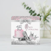 Roze en Silver Quinceanera Princess 15th Birthday Kaart (Staand voorkant)