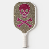 Roze en Silver Skull Glitter  Hoest Pickleball Paddle (Voorkant)