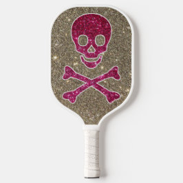 Roze en Silver Skull Glitter  Hoest Pickleball Paddle