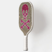 Roze en Silver Skull Glitter  Hoest Pickleball Paddle (Links)