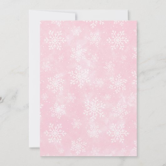Roze en Silver Snowflake Baby shower Uitnodiging (Achterkant)