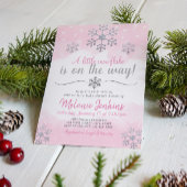 Roze en Silver Snowflake Baby shower Uitnodiging