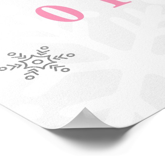 Roze en Silver Snowflake Baby shower Welkomstteken Poster (Hoek)