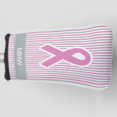 Roze en Silver Stripes aangepaste monogram putter  Golfheadcover (Voorkant)