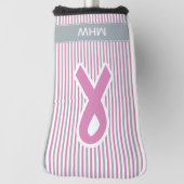 Roze en Silver Stripes aangepaste monogram putter  Golfheadcover (Draai 90)