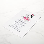 Roze en Silver Swan Quinceañera Folie Uitnodiging (Gedraaid)