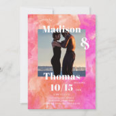 Roze en Sinaasappel 1 foto Bold Minimalist Wedding Kaart (Voorkant)