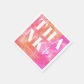 Roze en Sinaasappel Abstract vet Dank u bruiloft Servet (Hoek)