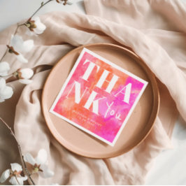 Roze en Sinaasappel Abstract vet Dank u bruiloft Servet