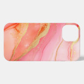 Roze en sinaasappel Alcohol Art Girly Gold iPhone Hoesje (Achterkant horizontaal)