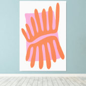 Roze en Sinaasappel bladeren Matisse geïnspireerd Canvas Afdruk (Insitu (Houten vloer))