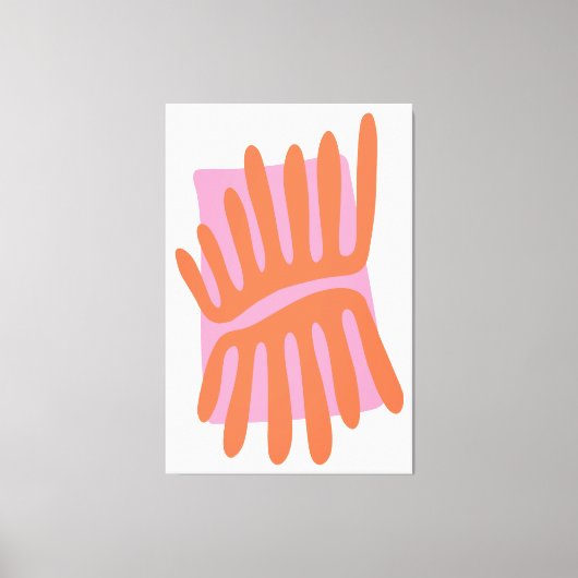 Roze en Sinaasappel bladeren Matisse geïnspireerd Canvas Afdruk (Voorkant)