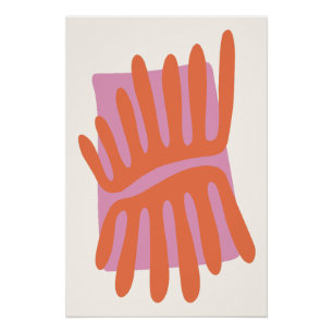 Roze en Sinaasappel bladeren Matisse geïnspireerd  Perfect Poster