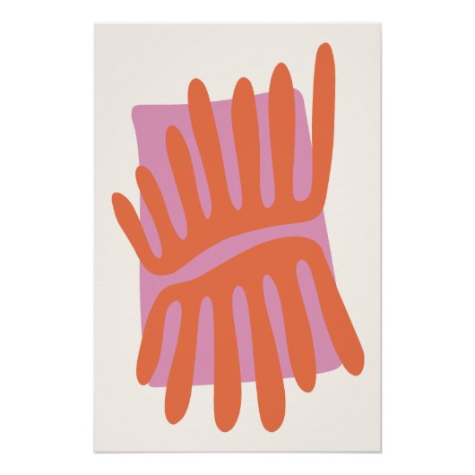 Roze en Sinaasappel bladeren Matisse geïnspireerd Perfect Poster (Voorkant)