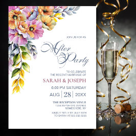 Roze en Sinaasappel Bloemen Huwelijk Na Feest Kaart