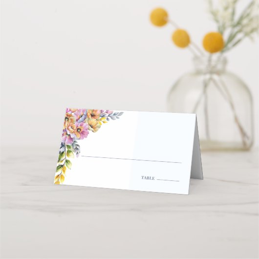 Roze en Sinaasappel Bloemen Trouwplaats Kaart Plaatskaartje (Voorkant)