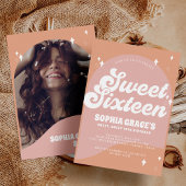 Roze en Sinaasappel Boho Arch & Photo Retro Sweet  Kaart