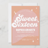 Roze en Sinaasappel Boho Arch & Photo Retro Sweet  Kaart (Voorkant)