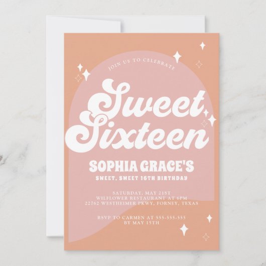 Roze en Sinaasappel Boho Arch & Photo Retro Sweet Kaart (Voorkant)