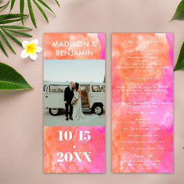 Roze en Sinaasappel en wit foto minimalistische br Programmakaart