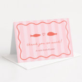 Roze en Sinaasappel Hand getrokken vis bruiloft do Bedankkaart