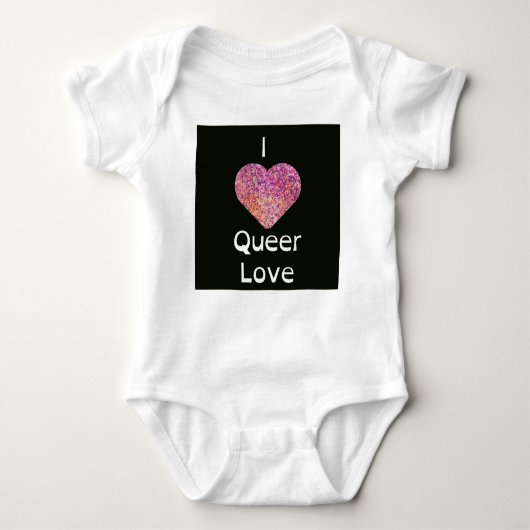 Roze en Sinaasappel I Heart Queer Love Romper (Voorkant)