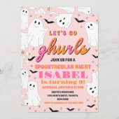 Roze en Sinaasappel Let's Go Ghurls Halloween Verj Kaart (Voorkant / Achterkant)