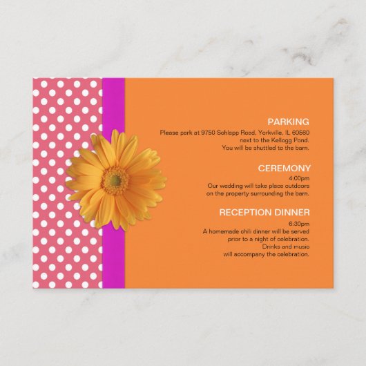 Roze en Sinaasappel met Daisy Enclosure Kaart (Voorkant)