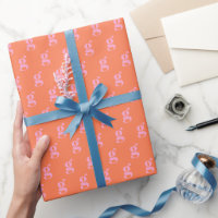 Roze en Sinaasappel Monogrammed Initiaal Eenvoudig