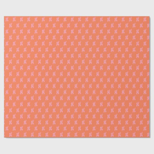 Roze en Sinaasappel Monogrammed Initiaal Eenvoudig Cadeaupapier (Vlak)