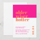 Roze en Sinaasappel Ouder, Wijzer, Heter Verjaarda Kaart (Voorkant / Achterkant)