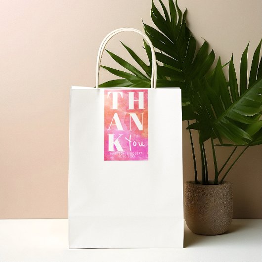 Roze en Sinaasappel Vet Dank u Wedding Favoriet Rechthoekige Sticker