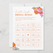 Roze en Sinaasappel Vind de Gast Bruids Bingo Game Kaart (Voorkant)