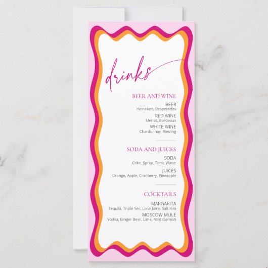 Roze en Sinaasappel Wavy Border Vrijgezellenfeest (Achterkant)