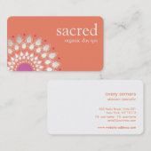 Roze en Sinaasappel Zilveren Lotus Bloem Mandala Visitekaartje (Voorkant / Achterkant)