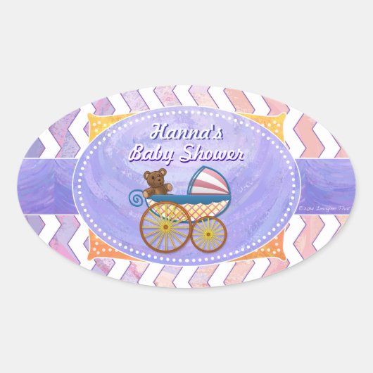 Roze en Stinky Baby Ovale Sticker (Voorkant)