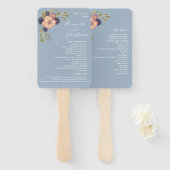 Roze en Stofblauwe Trouwprogramma Handventilator Handwaaier (Voorkant en achterkant)