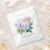 Roze en stoffig blauwe hortensia's bruiloft bedankzakje (Geknipt)