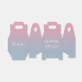 Roze en stoffig blauwe Ombre Elegante Script Bruil Bedankdoosjes (Uitgevouwen)