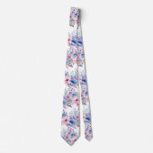 Roze en stoffige Blauwe Bloemen Stropdas (Voorkant)