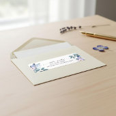 Roze en stoffige blauwe bloemenretour adreslabel etiket