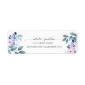 Roze en stoffige blauwe bloemenretour adreslabel etiket (Voorkant)