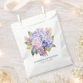 Roze en stoffige blauwe hortensia's bruiloft bedankzakje (Geknipt)
